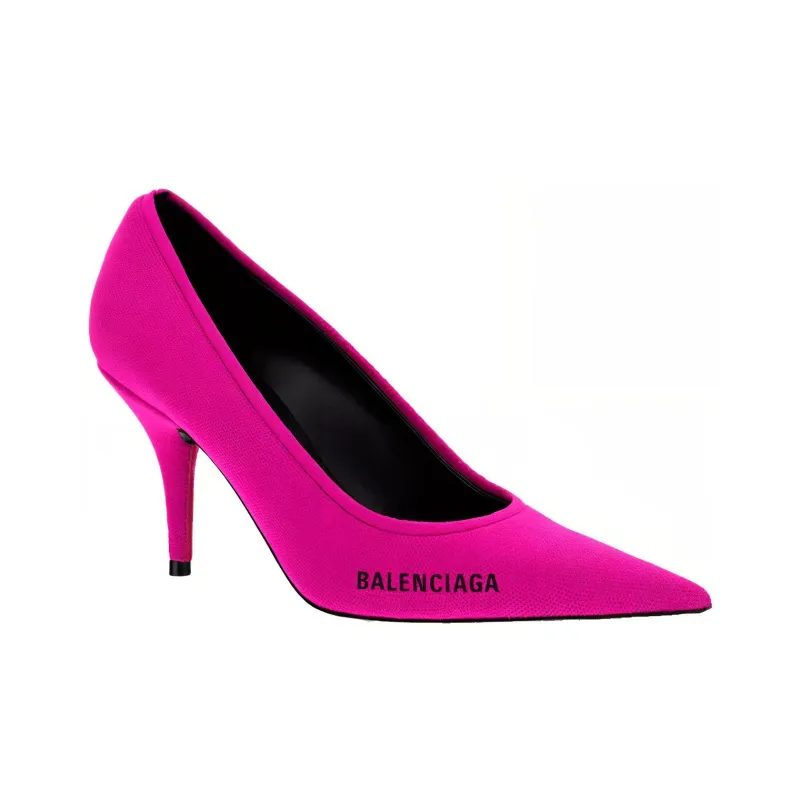 Balenciaga Knife Knit High Heels 8cm Women's Fuchsia-3