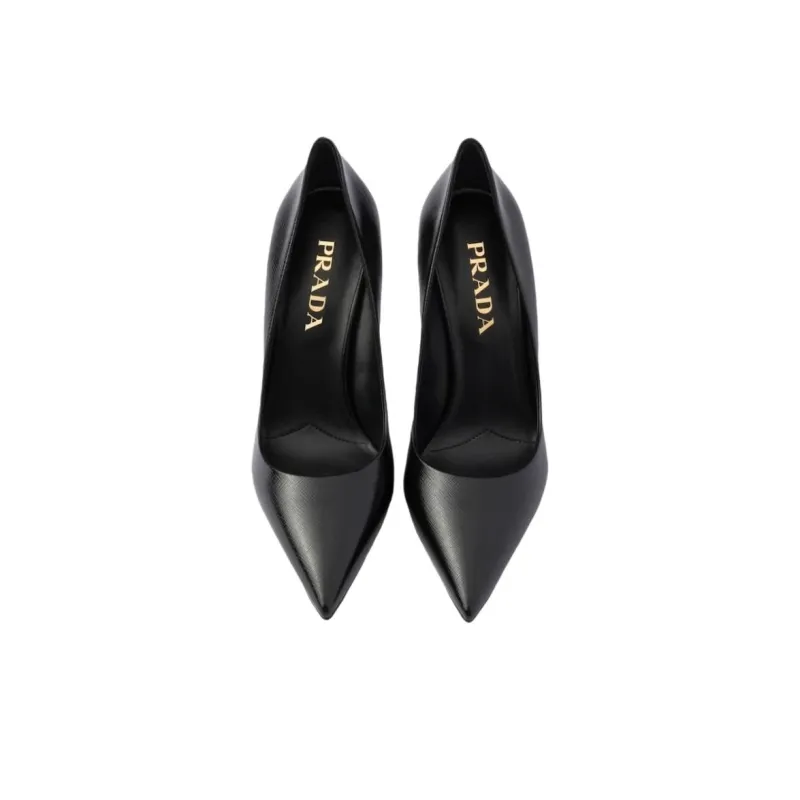 PRADA Saffiano Slim Heel High Heels 8.5cm Women's Black-4