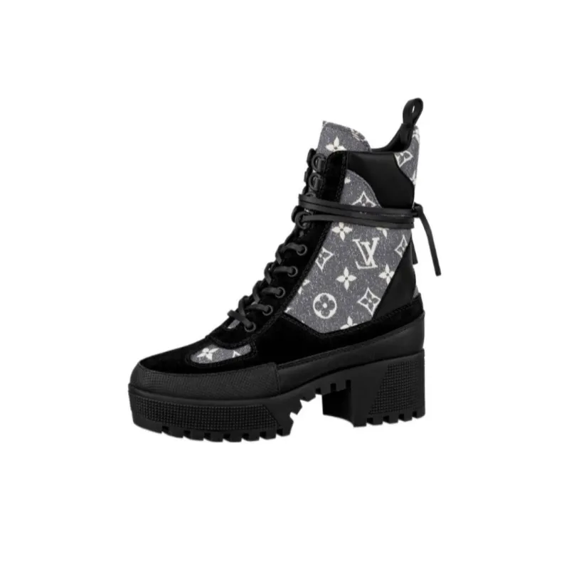 LOUIS VUITTON Laureate Ankle Boots 5cm Women's Black-0