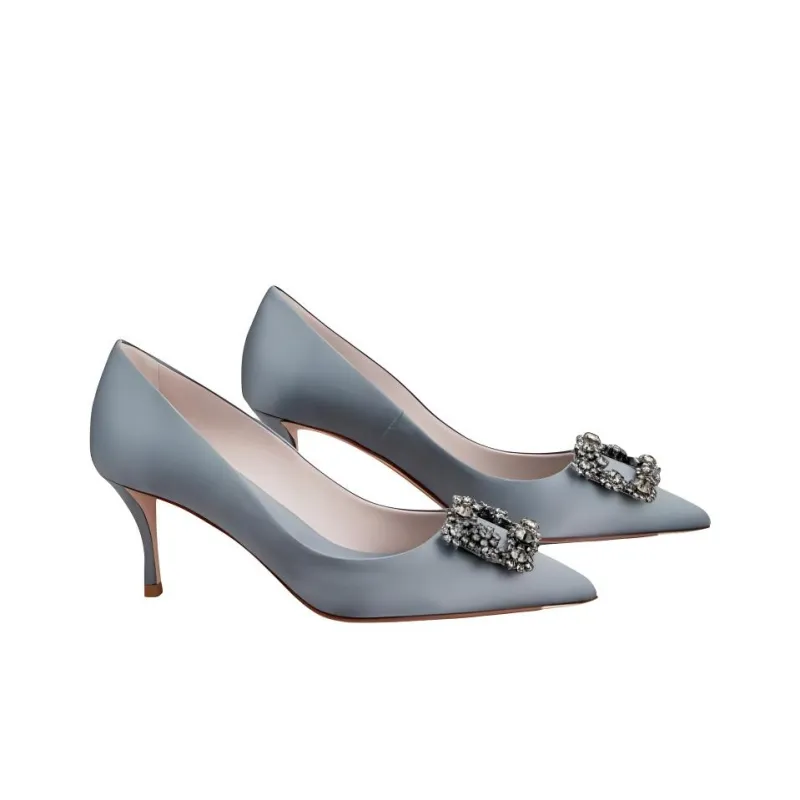 Roger Vivier Efflorescence Slim Heel High Heels 6.5cm Women's Gray Blue-2