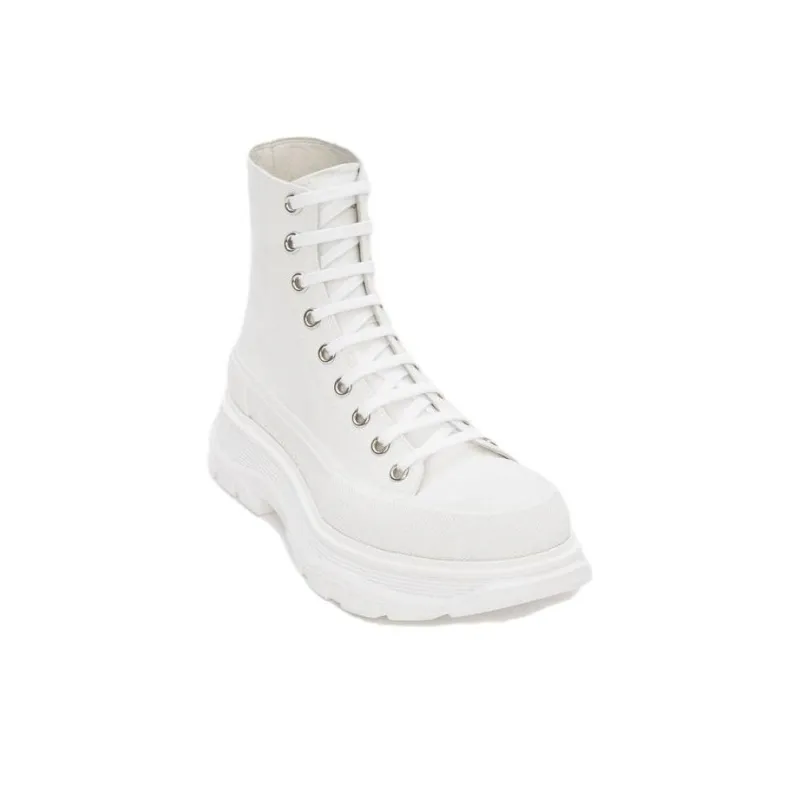 Alexander McQueen Canvas Tread Slick High Top Sneakers 'White'-2