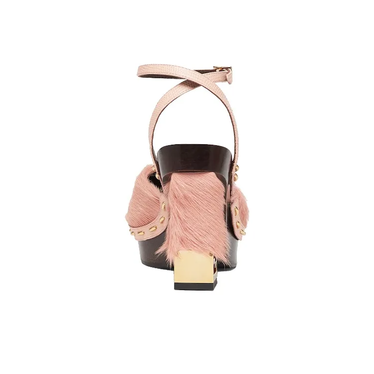 FENDI Baguette Block Heel High Heels Women's Pink-3