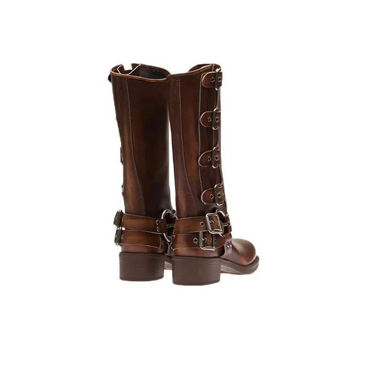 MIU MIU Buckle detail Leather Boots-4