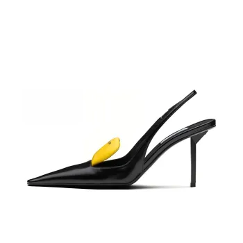 PRADA Slim Heel High Heels Women's Black Yellow