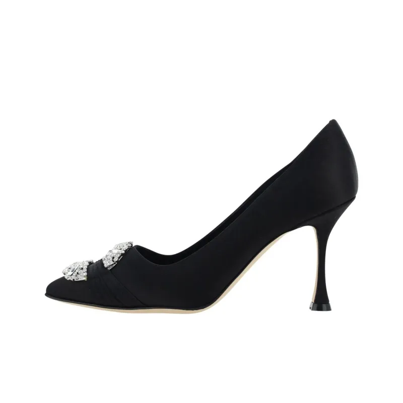 MANOLO BLAHNIK Maida Embellished Satin Pumps-0