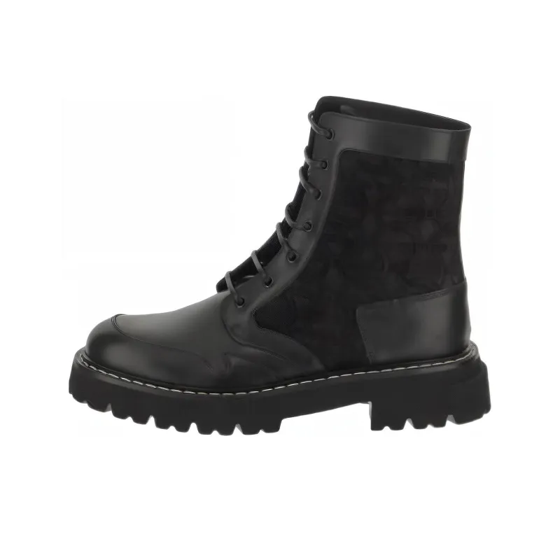 FERRAGAMO Panelled Leather Lace-up Boots-0
