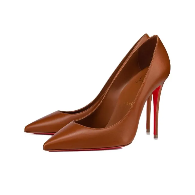 CL LUBOTING Kate Slim Heel High Heels 10cm Women's Brown-2