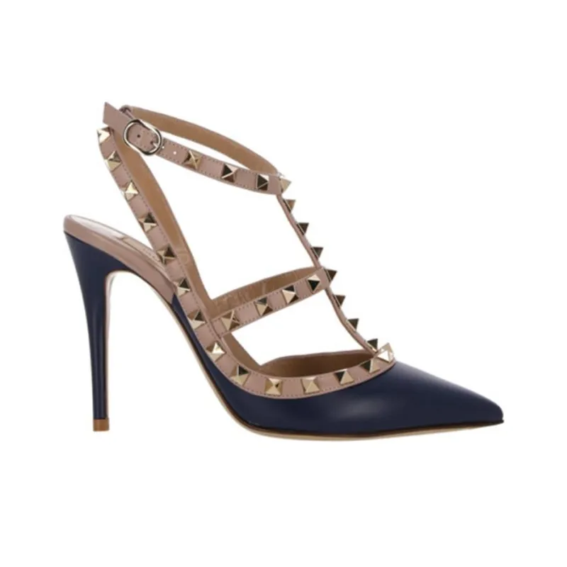 Valentino Slim Heel High Heels Women's Marine Blue-1