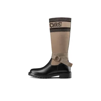 DIOR D Major Knee high Boots Women's Taupe