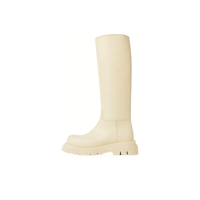 Bottega Veneta Lug Chelsea Knee high Boots Women's Sea Salt Color-0