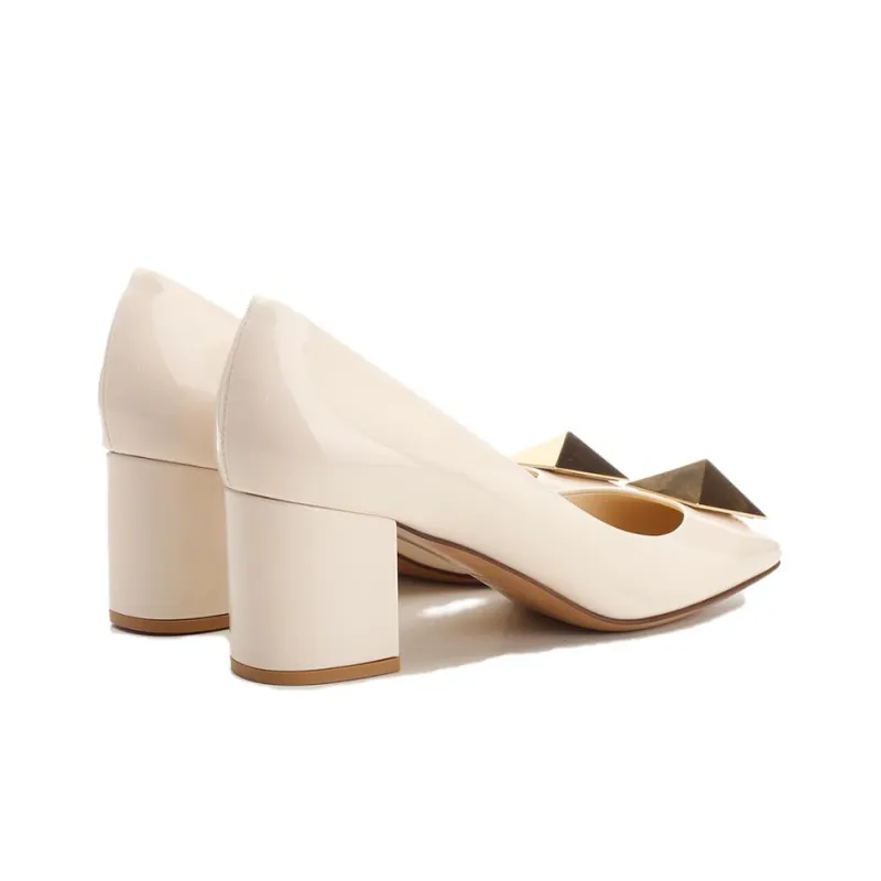 Valentino Block Heel High Heels 6.5cm Women's White-3