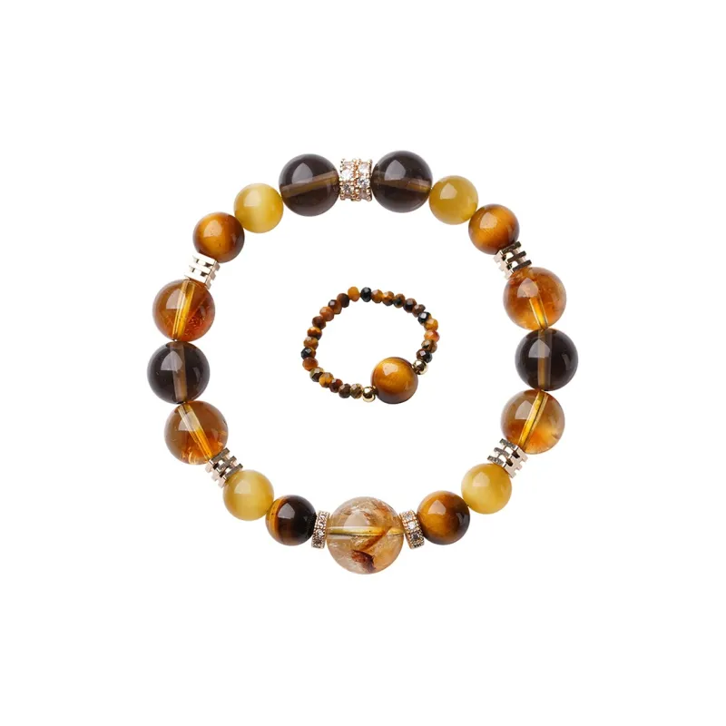 Cuiya Golden Building Tiger's Eye Stone Bracelets Unisex-1