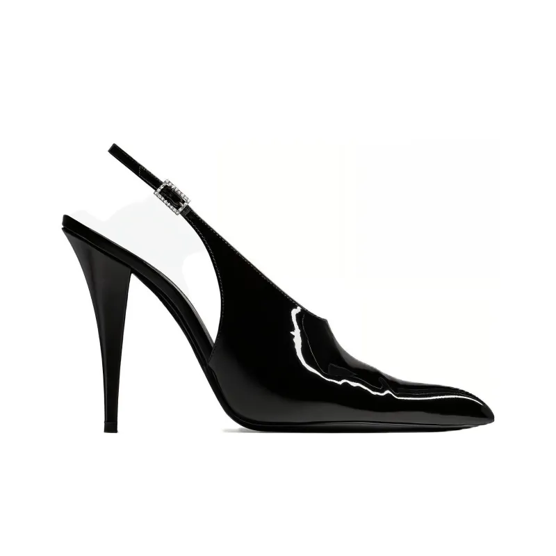 SAINT LAURENT Raven Pointed Toe Slingback Pumps-1