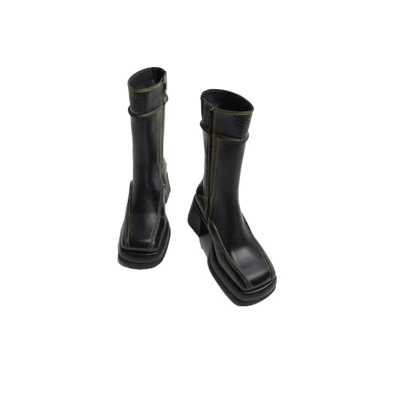 MIISTA Ankle Boots 8cm Women's Black Green-3