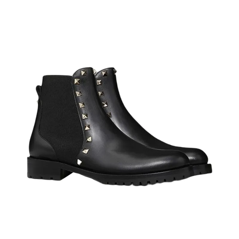 Valentino Rockstud Ankle Boots Black Women's-2