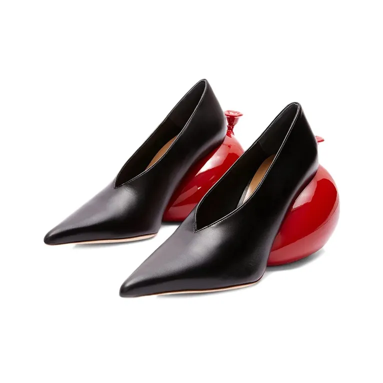 LOEWE Irregular Heel High Heels 9cm Women's Black Red-2