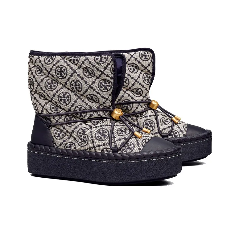 TORY BURCH T Monogram Warm Snow Boots Women's Marine Blue-2