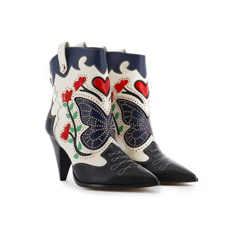 Sophia Webster Shelby Ankle Boots 8.5cm Women's Black White-2