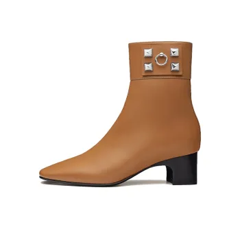 HERMES Decouverte 50 Ankle Boots Women's Gilded Beige