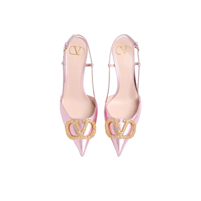 Valentino VLogo Signature Slim Heel High Heels 8cm Women's Pink-3