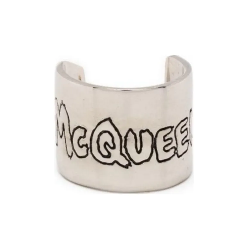 Alexander McQueen Graffiti Logo Engraved Ring-3