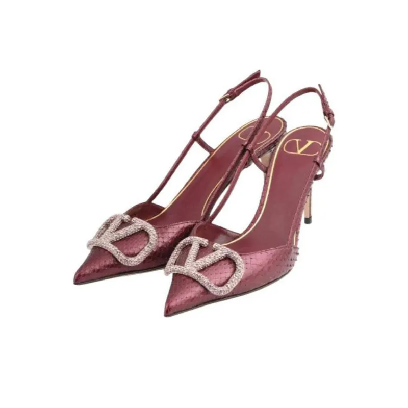 Valentino Vlogo Slim Heel High Heels 8cm Women's Fuchsia-3