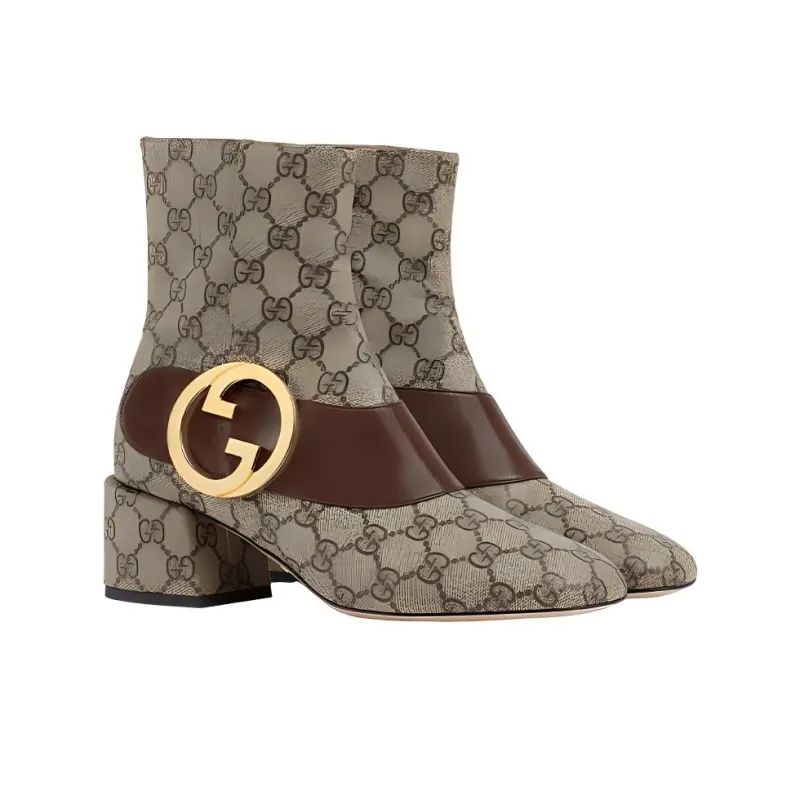 GUCCI Women's Blondie Ankle Boot 'GG Canvas Beige' Women's-2