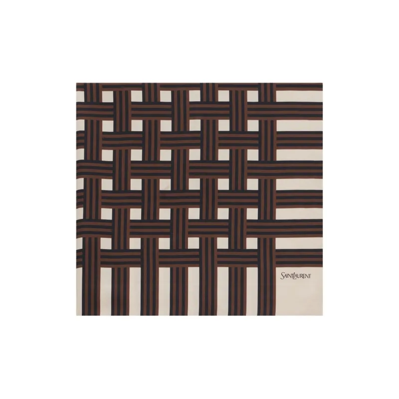 SAINT LAURENT Mulberry Silk Scarves Women's Beige-0