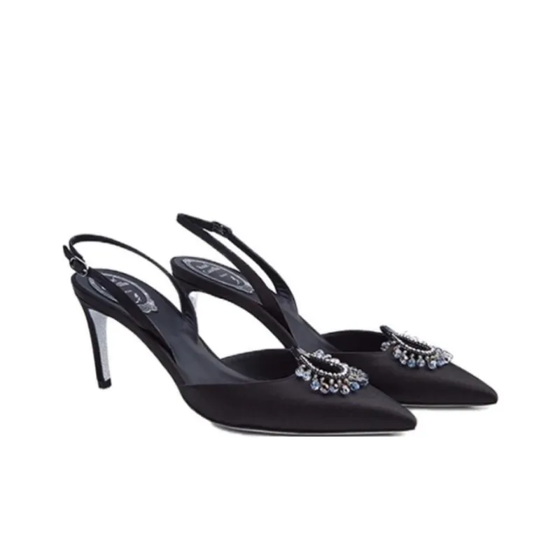 RENE CAOVILLA Chantel Slim Heel High Heels 7.5cm Women's Black-2
