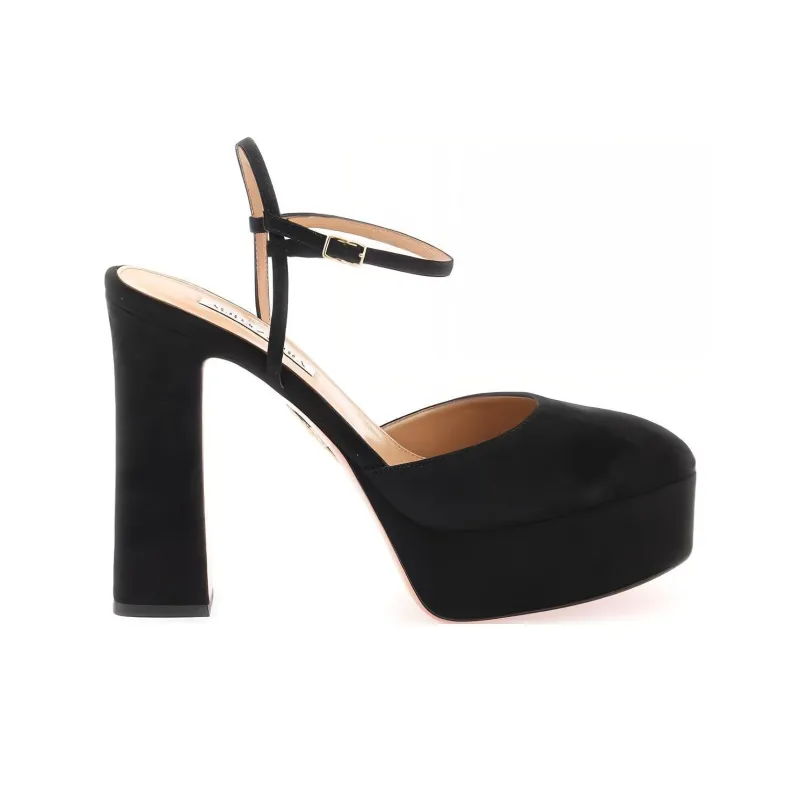 AQUAZZURA Groove Plateau 120mm Suede Pumps-1