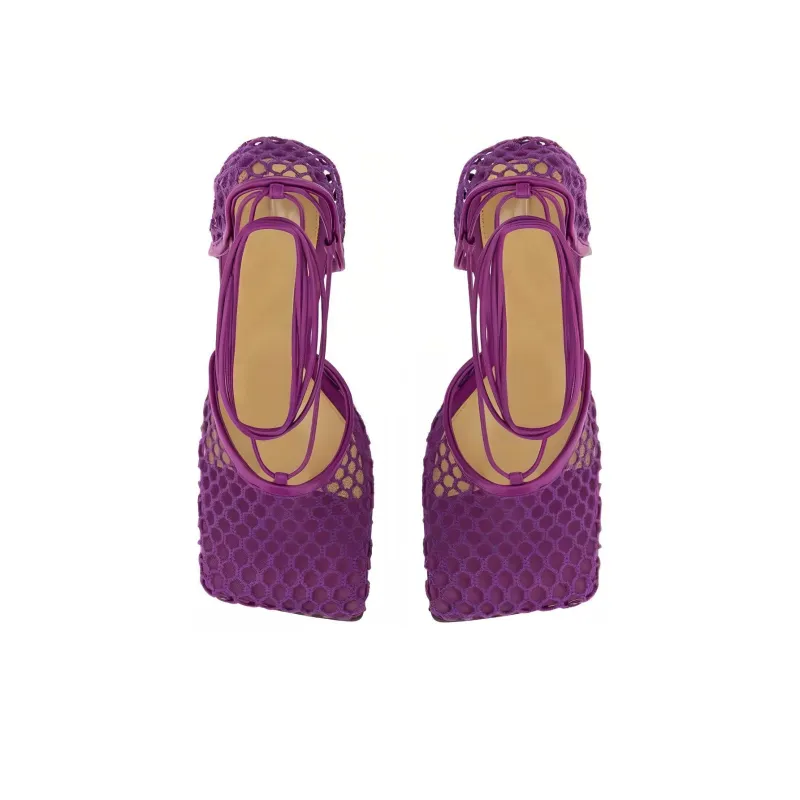 Bottega Veneta Slim Heel High Heels 9cm Women's Purple-2