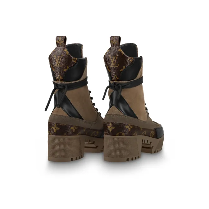 LOUIS VUITTON Laureate Ankle Boots Women's Brown-3