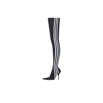 Balenciaga X Adidas Knife Over The Knee Boots 'Black White' Women's