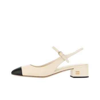 MIU MIU Chunky Heel High Heels 4cm Women's Beige