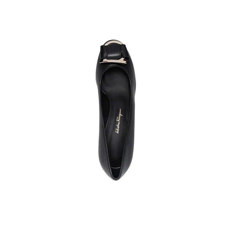 FERRAGAMO Chunky Heel High Heels 5.5cm Women's Black-4
