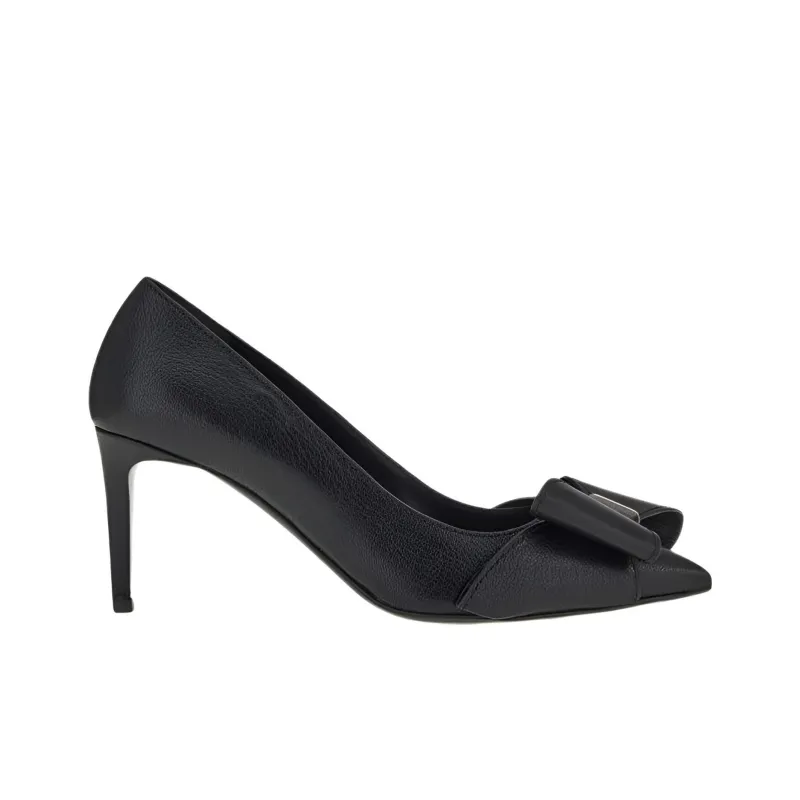 FERRAGAMO Slim Heel High Heels 7cm Women's Black-1