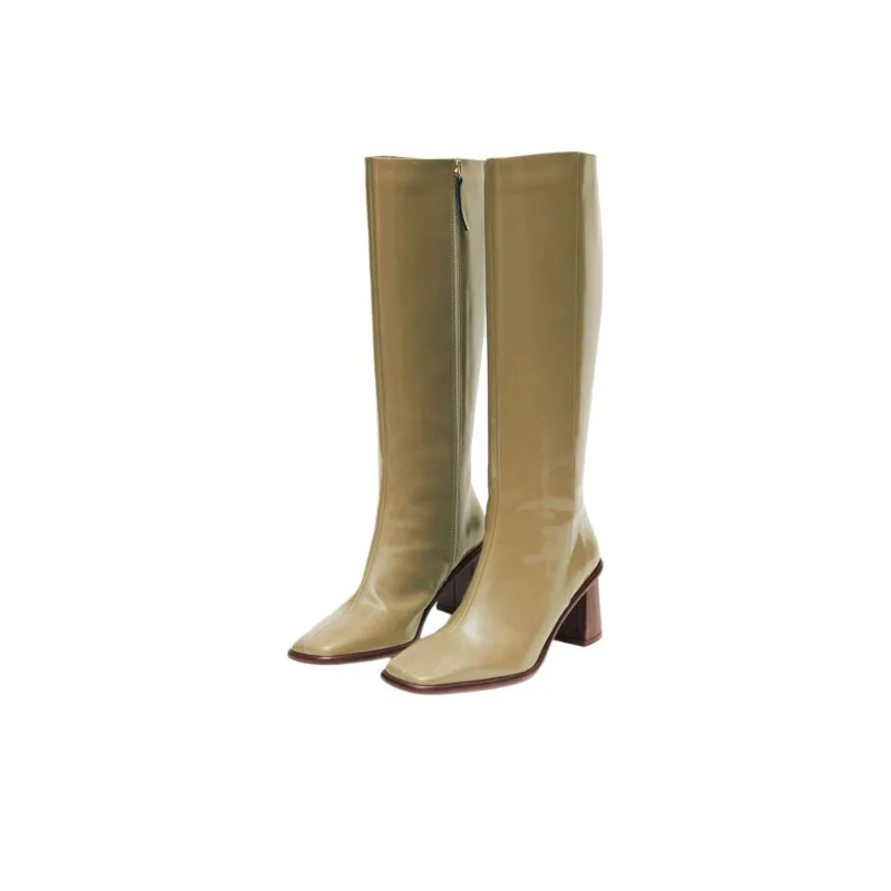 ALOHAS East Knee-high Boots 7cm Women's Green-2