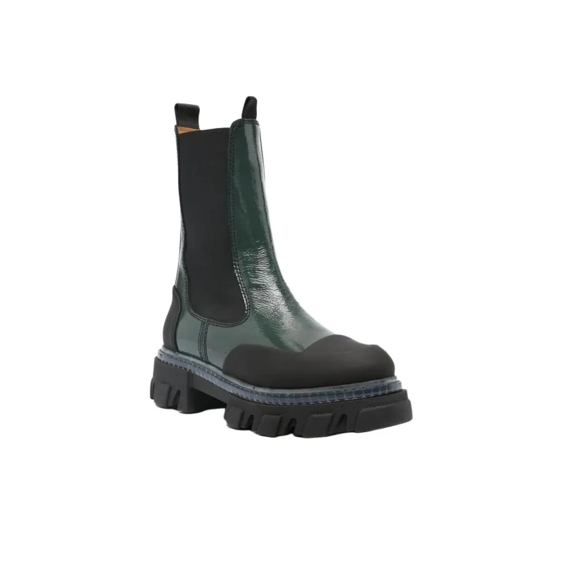 GANNI Chelsea Boots Women's Green-2