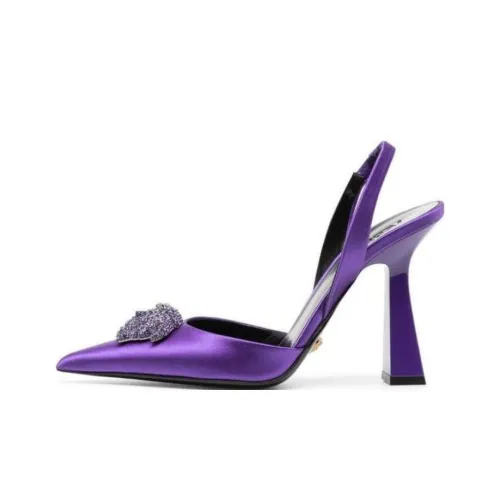 VERSACE La Medusa Chunky Heel High Heels 10.5cm Women's Purple