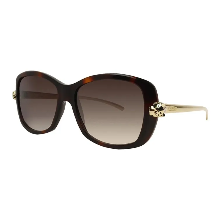 CARTIER - Irregular Shape Sunglasses Women's Tortoiseshell-0