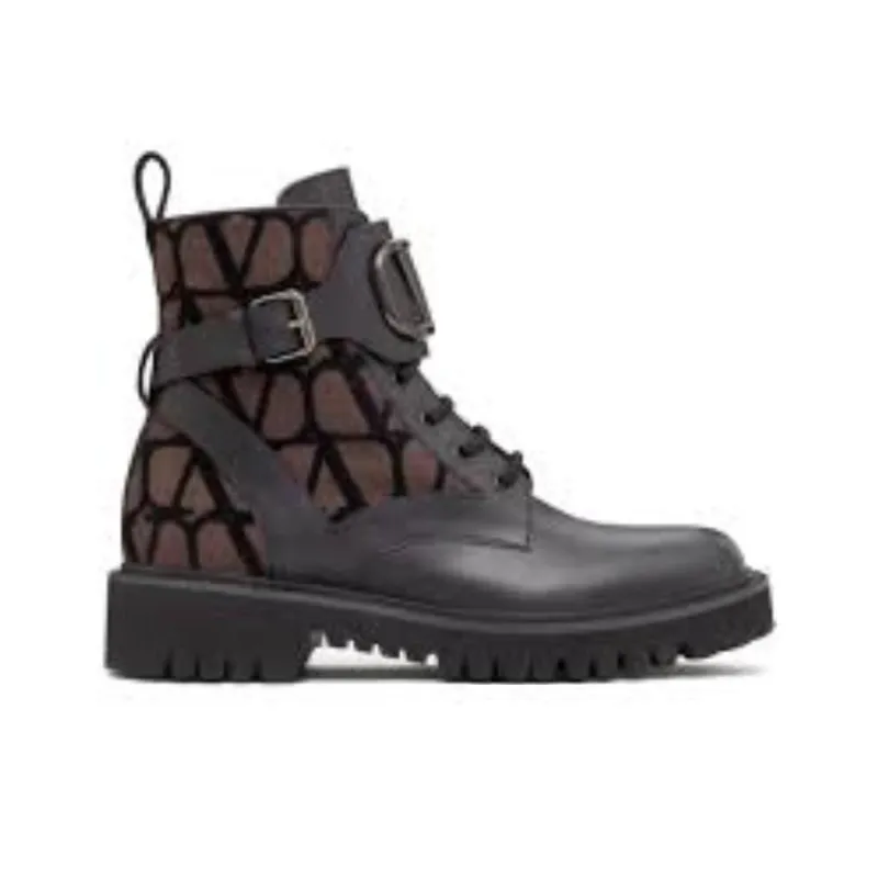 Valentino Toile Iconographe Round Toe Ankle Boots Women's-1
