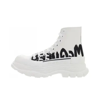 Alexander McQueen Tread Slick Logo Printed Sneakers 'White Black'