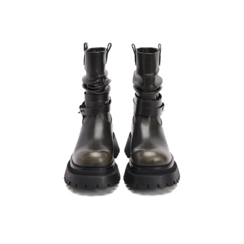 URBAN REVIVO Ankle Boots Women's Dark Coffee Brown-2