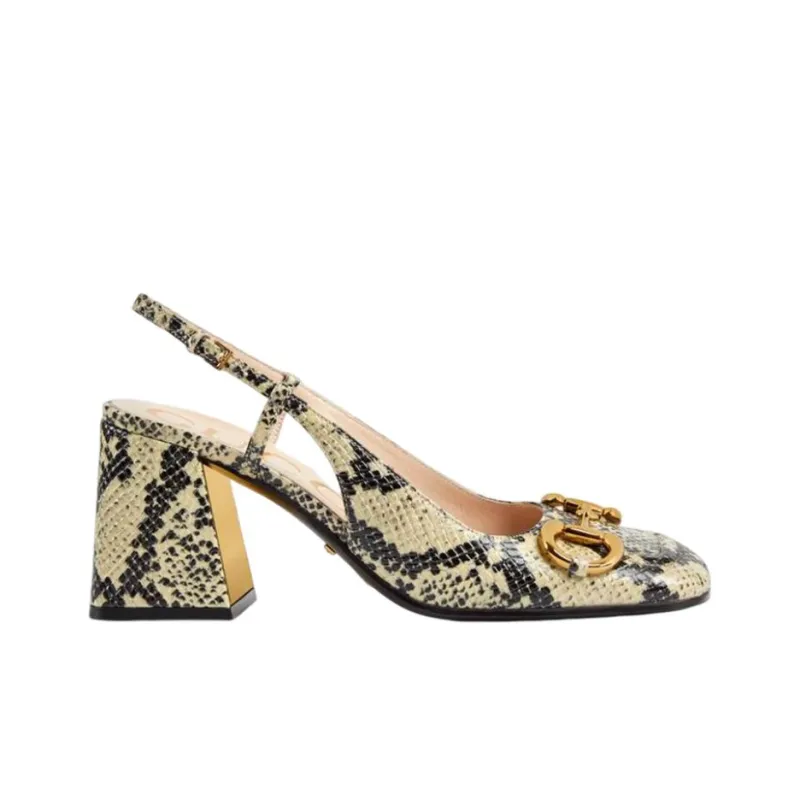 GUCCI Chunky Heel High Heels 7.5cm Women's Yellow Black-1