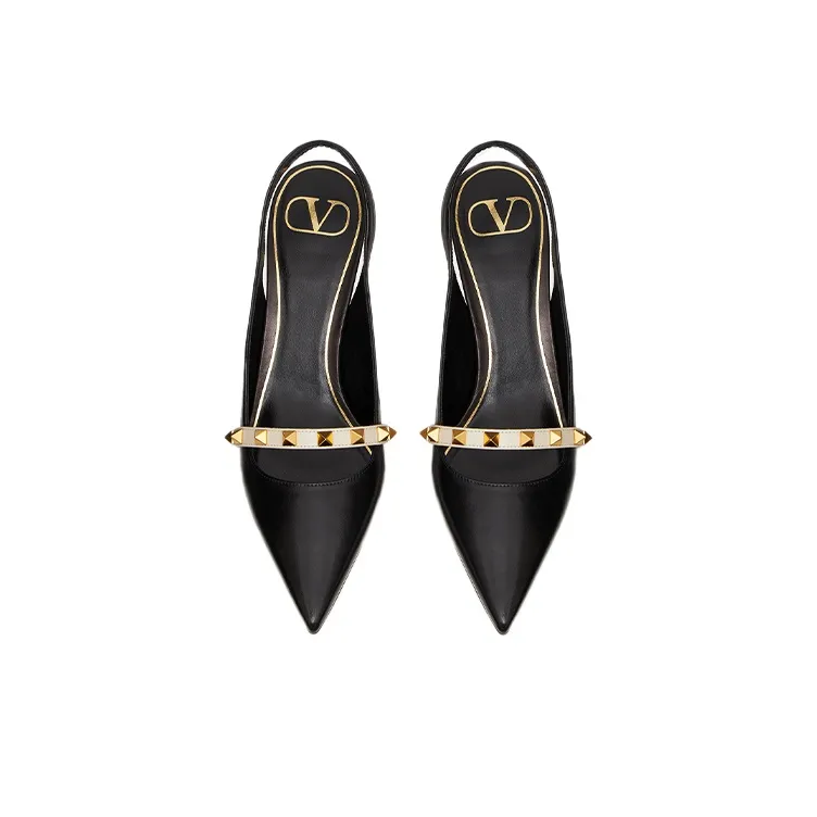 Valentino Rockstud Wedge Heel High Heels Women's Black-3