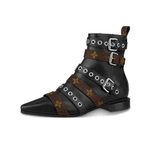 LOUIS VUITTON Jumble Ankle Boots 'Black With Multiple Straps' Women's