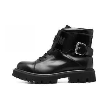 MOSCHINO Logo Embossed Buckled Boots