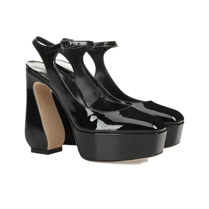 SERGIO ROSSI Chunky Heel High Heels 7.6cm Women's Black-2