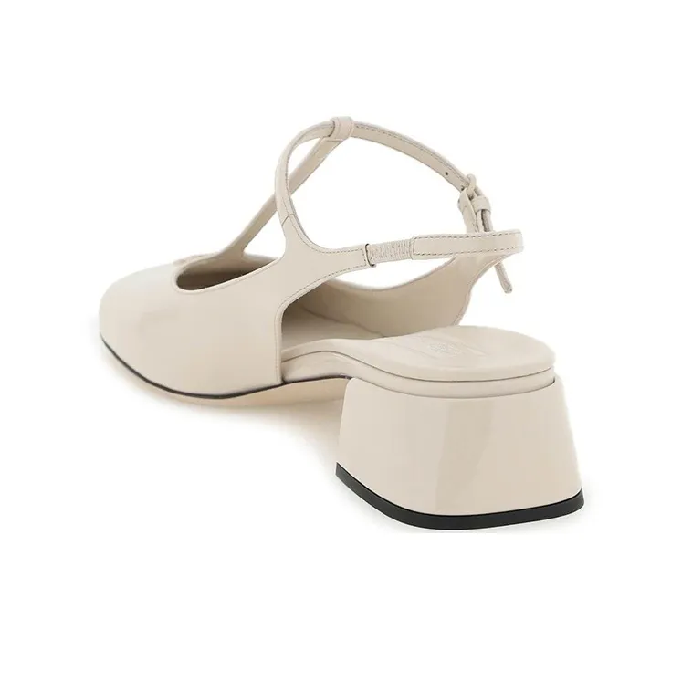 MIU MIU Block Heel High Heels 3.5cm Women's Beige-3