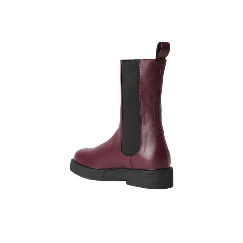 Staud Palamino Short Chelsea Boots 4cm Women's Plum Red-3